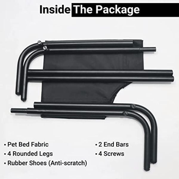 Hiputee Canvas Elevated Bed for Dogs and Cats (Black)