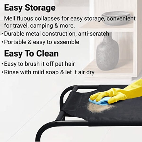 Hiputee Canvas Elevated Bed for Dogs and Cats (Black)