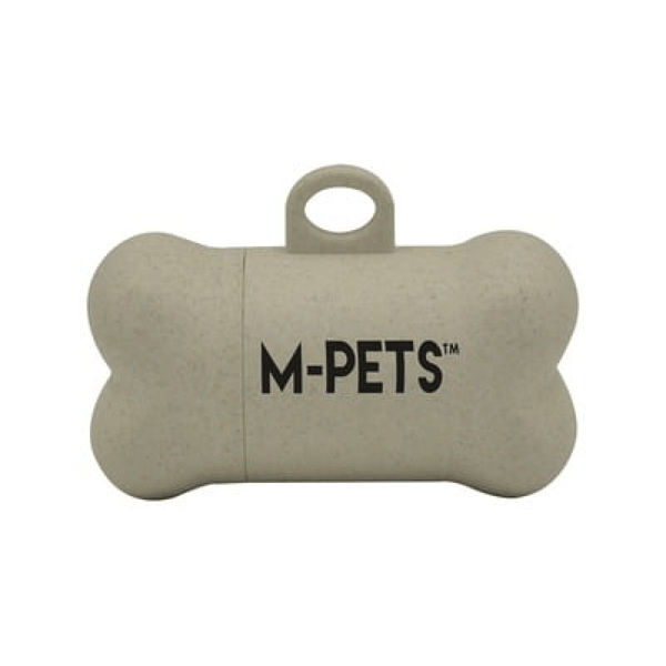 M Pets Poo Bamboo Waste Bag Dispenser with Natural Vegetable Base Waste Bags (Beige)