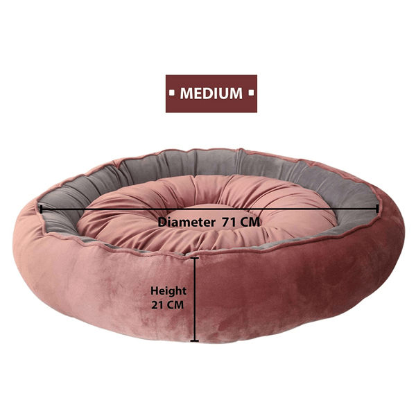 Hiputee Soft Velvet Cushion Cozy Reversible Washable Bed for Dogs and Cats (Peach & Grey)