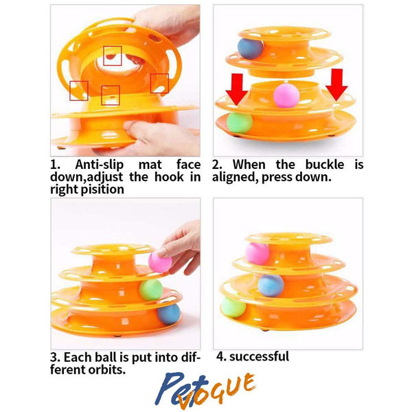 Pet Vogue Multi Level Interactive Puzzle Toy for Cats (Orange)