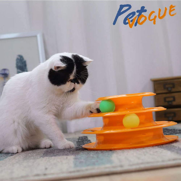 Pet Vogue Multi Level Interactive Puzzle Toy for Cats (Orange)