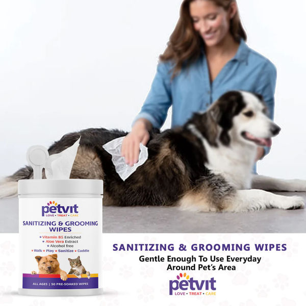 Petvit Sanitizing & Grooming Wipes for Dogs and Cats