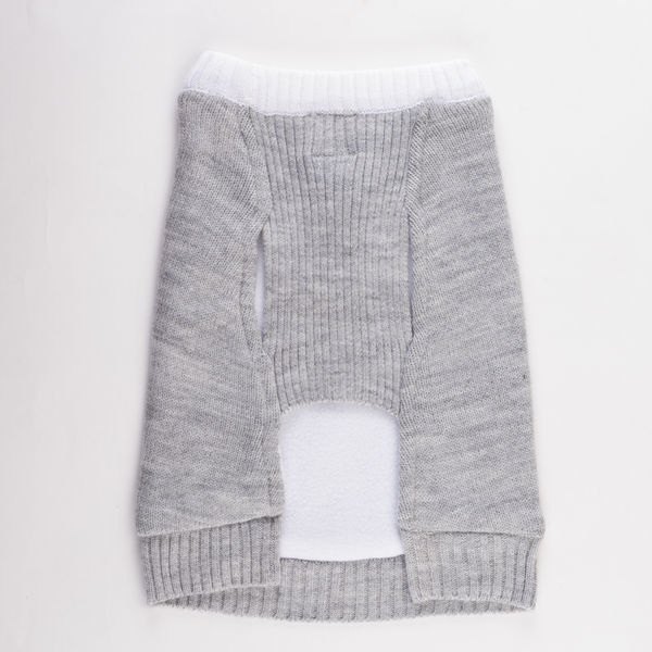 Petsnugs Gentle Knit Sweater for Dogs and Cats (Grey & White)