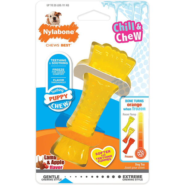 Nylabone Puppy Teething Lamb and Apple Flavoured Chew Bone Toy for Dogs (Yellow)