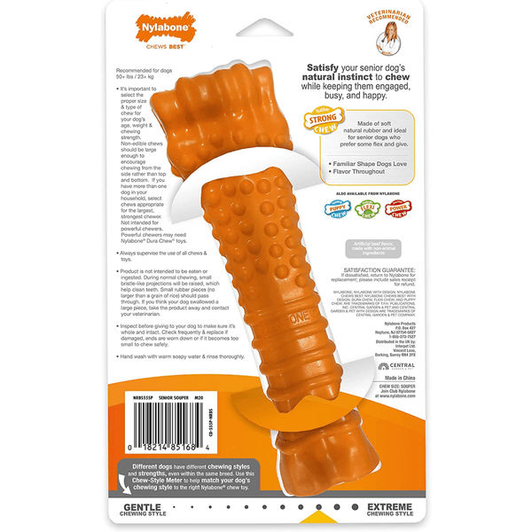 Nylabone Sliver Collection Beef Flavoured Stong Chew Toy for Dogs (Orange)