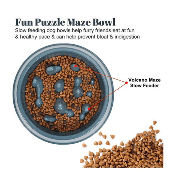 Emily Pets Slow Feeder Bowl for Dogs and Cats (Green)