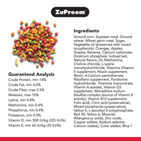 ZuPreem Fruit Blend Bird Food for Medium Birds