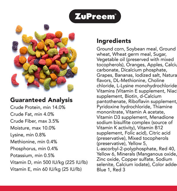 ZuPreem Fruit Blend Bird Food for Large Birds