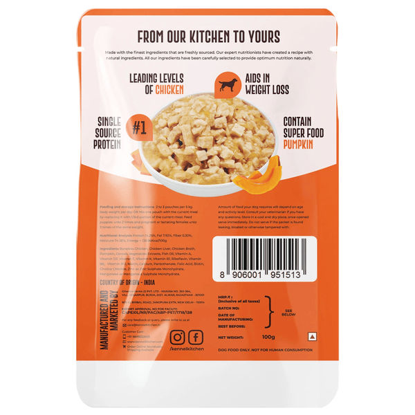 Kennel Kitchen Supreme Cuts in Gravy Chicken Recipe with Pumpkin Puppy & Adult Dog Wet Food (All Life Stage)