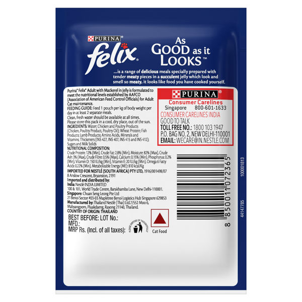Purina Felix with Mackerel, Sardine and Salmon in Jelly Complete and Balanced Adult Cat Wet Food