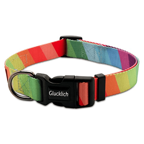 Glucklich Polyester Printed Puppy Collar for Dogs (Rainbow)