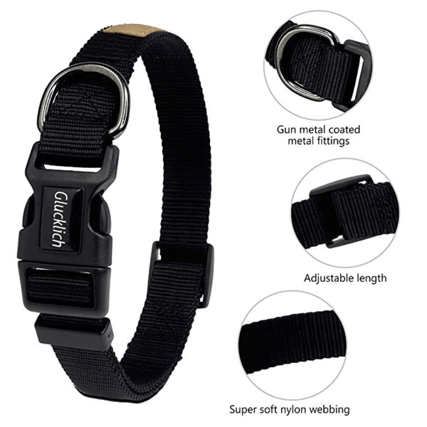 Glucklich Pet Essentials Classic Nylon Collar for Dogs (Black)