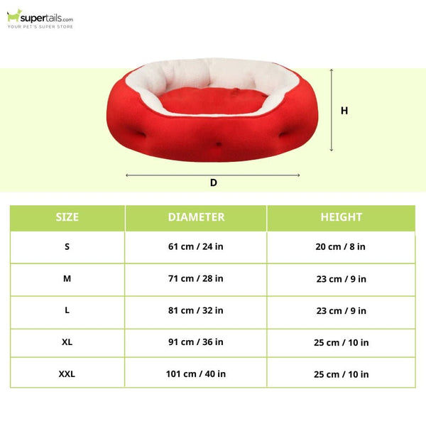 Hiputee Soft Dual Fabric Reversible Washable Bed with Cover for Dogs and Cats(White Sherpa Red Fleece)