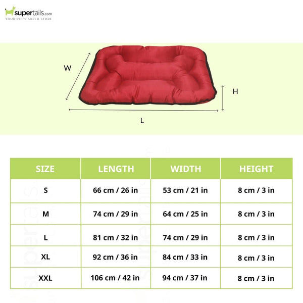 Hiputee Rectangular Shape Waterproof Polyester Fabric Bone Shaped Cushion Bed for Dogs and Cats (Red)