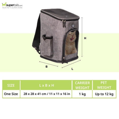 Barkbutler x Fofos Backpack Carrier for Small Dogs and Cats (Grey)