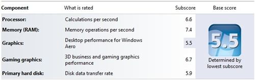 Alienware M11x Experience Index