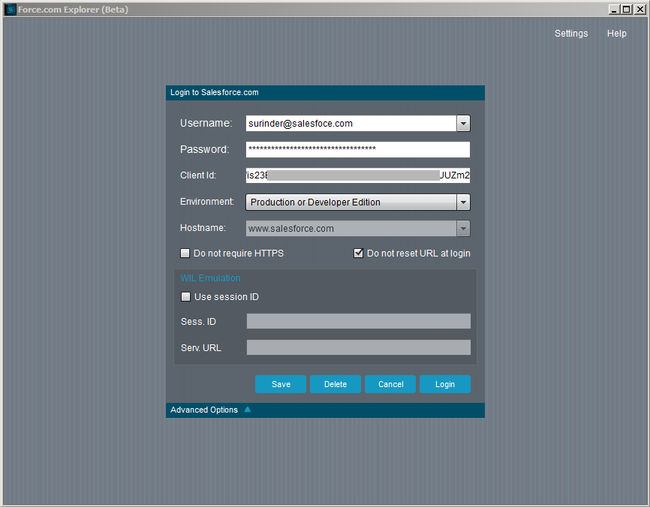 Salesforce Force.com Explorer Login