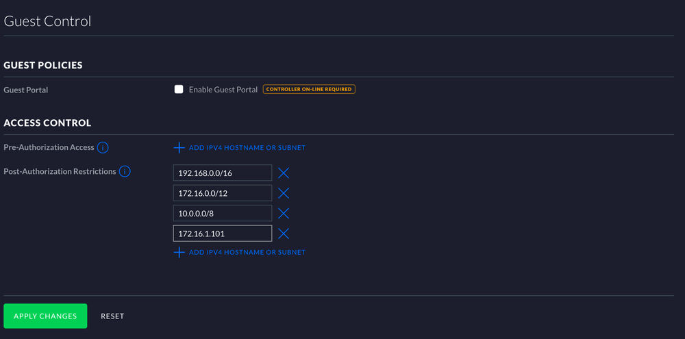 UniFi Controller - Guest Control