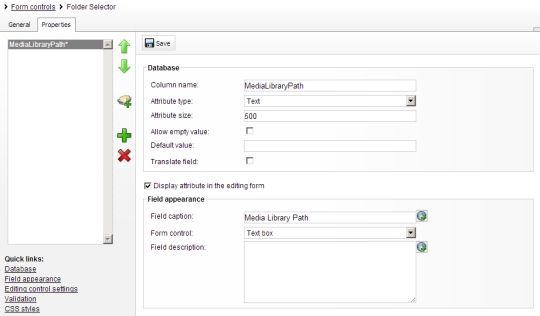 Kentico Folder Selector Settings