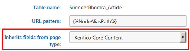 Kentico 9 Core Content Page Inheritance