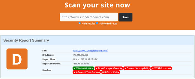 Security Headers (Before)