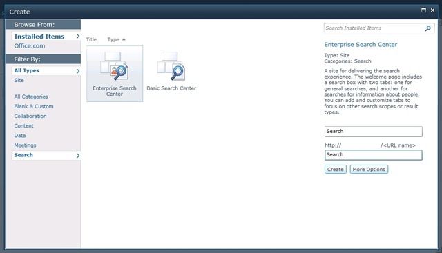 Sharepoint 2010 New Site Enterprise Search