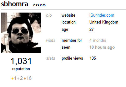 StackOverflow Profile - sbhomra