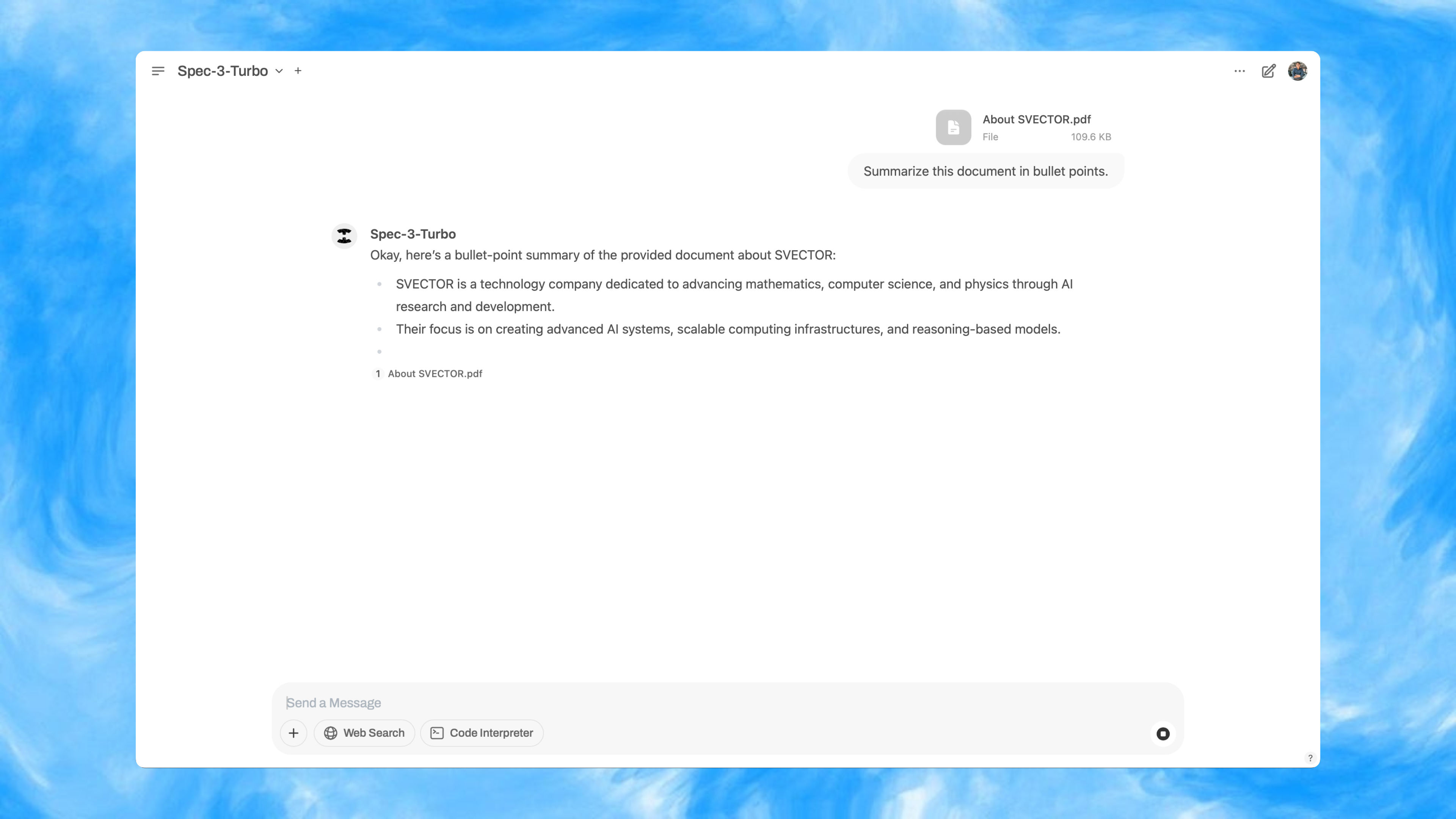 Spec Chat summarizing assistance
