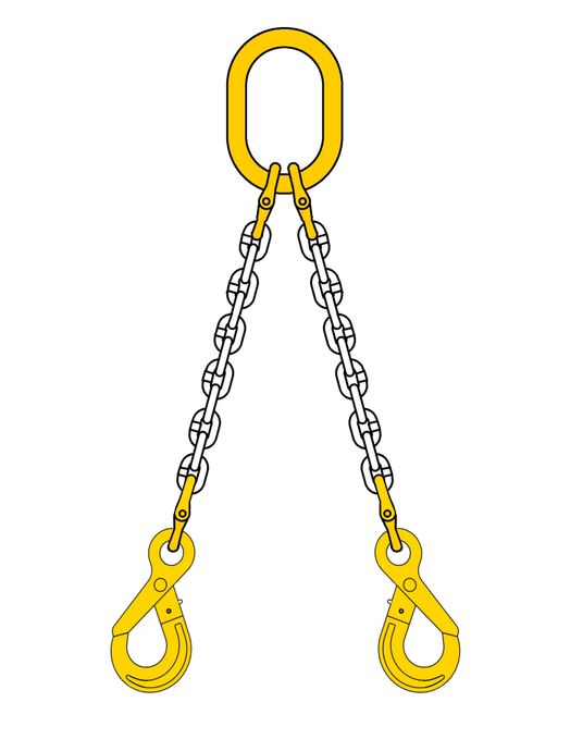 Chain Sling, 2-Leg, Eye Sling Safety Hook, 8 mm 2 m