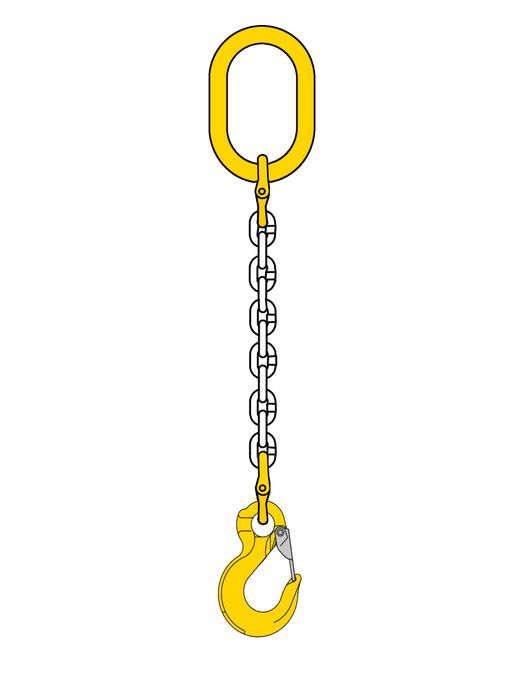Kättingredskap, 1-part, Lastkrok-ögla, 1.12 ton, 6 mm, 4 m
