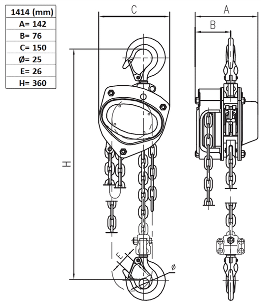 Lyftblock 1000 kg, lyfthöjd 3 m - med överlastskydd-image-2