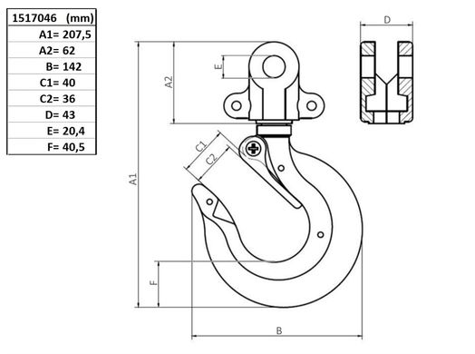 Toppkrok med spärr, 15, 3000 kg-image-2