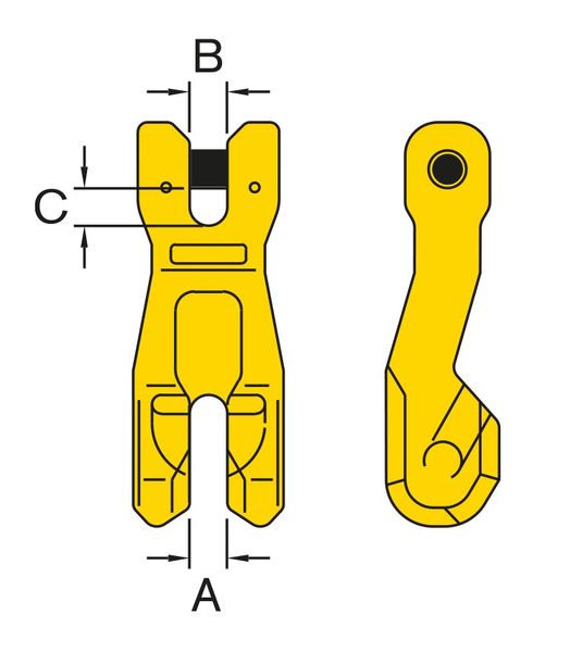 Förkortningskrok-Gaffel, 1120 kg, 6 mm