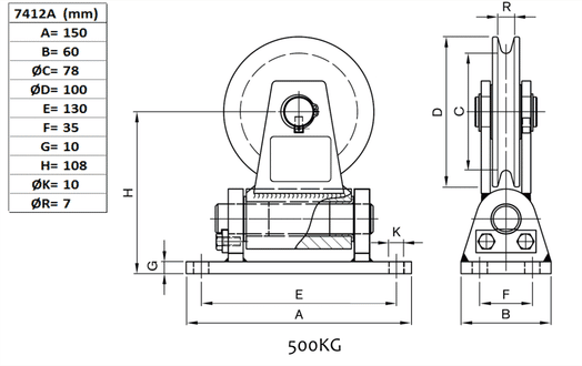 Brytblock med led 500 kg,  Ø 100 mm-image-2