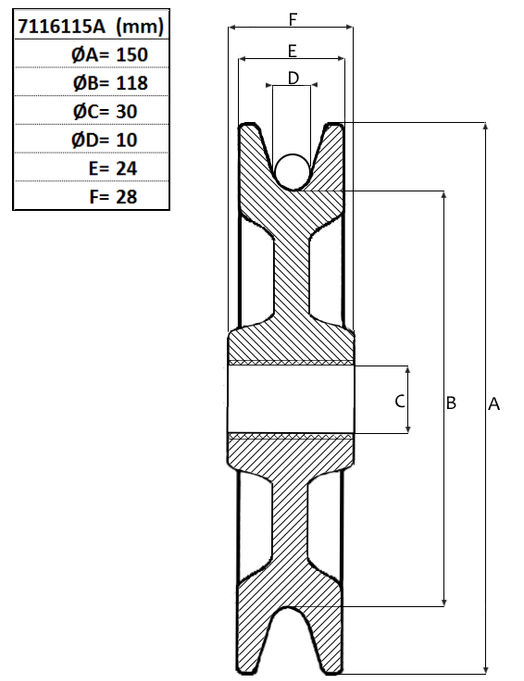 Linhjul Ø 150 mm, kullagrat-image-2