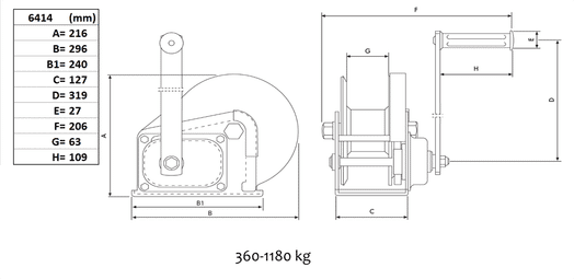 Handvinsch med automatisk broms 1180 kg, utan vajer-image-2