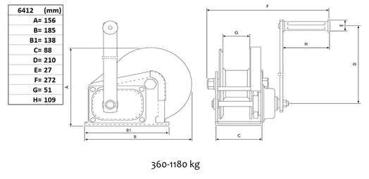Handvinsch med automatisk broms 540 kg, utan vajer-image-2