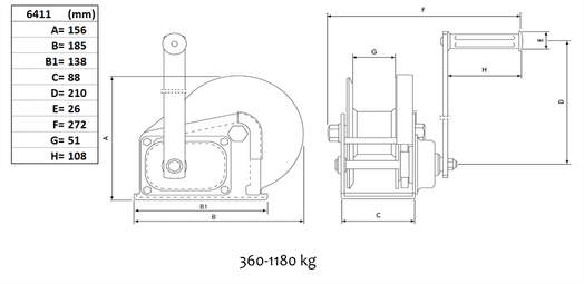 Handvinsch med automatisk broms 360 kg, utan vajer-image-2