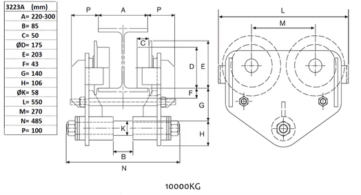 Blockvagn10 000 kg, 220-300 mm-image-2