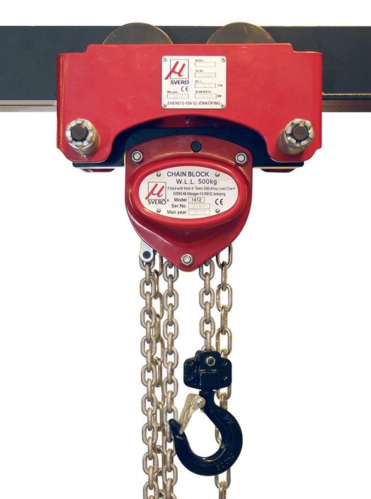 Integrerat lågbyggt lyftblock/balkvagn 500 kg