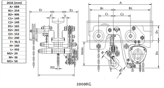 Integrerat lågbyggt lyftblock/balkvagn 2000 kg-image-3