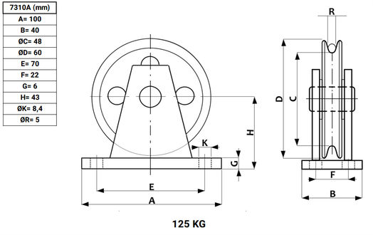 Brytblock 125 kg, kullagrat,  Ø 60 mm-image-2