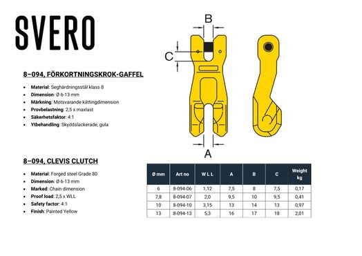 Förkortningskrok-Gaffel, 1120 kg, 6 mm-image-2