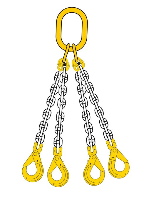 Kättingredskap, 4-Part, Säkerhetskrok-gaffel, 2.36 ton, 6 mm, 1 m