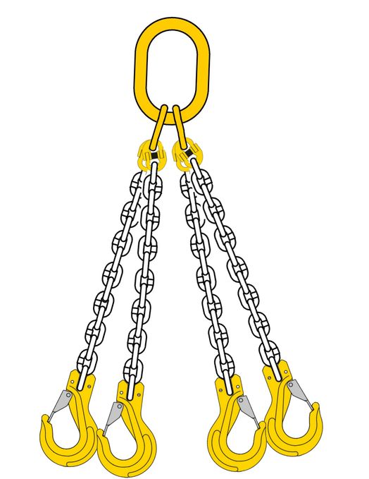 Kättingredskap, 4-Part, Lastkrok-gaffel, 2.36 ton, 6 mm, 1 m