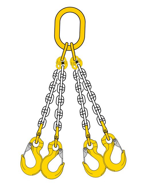 Kättingredskap, 4-Part, lastkrok-ögla, 2.36 ton, 6 mm, 1 m