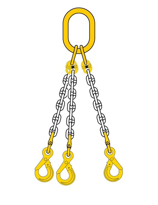 Kättingredskap, 3-Part, Säkerhetskrok-ögla 2.36 ton, 6 mm, 1 m