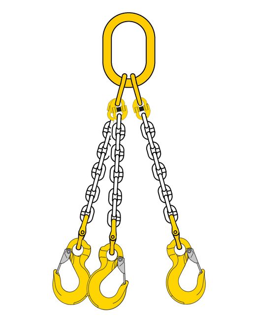 Kättingredskap, 3-Part, lastkrok-ögla, 2.36 ton, 6 mm, 1 m