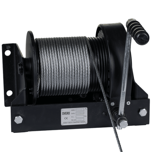 Winch wallmounted with grooved drum, 125 KG